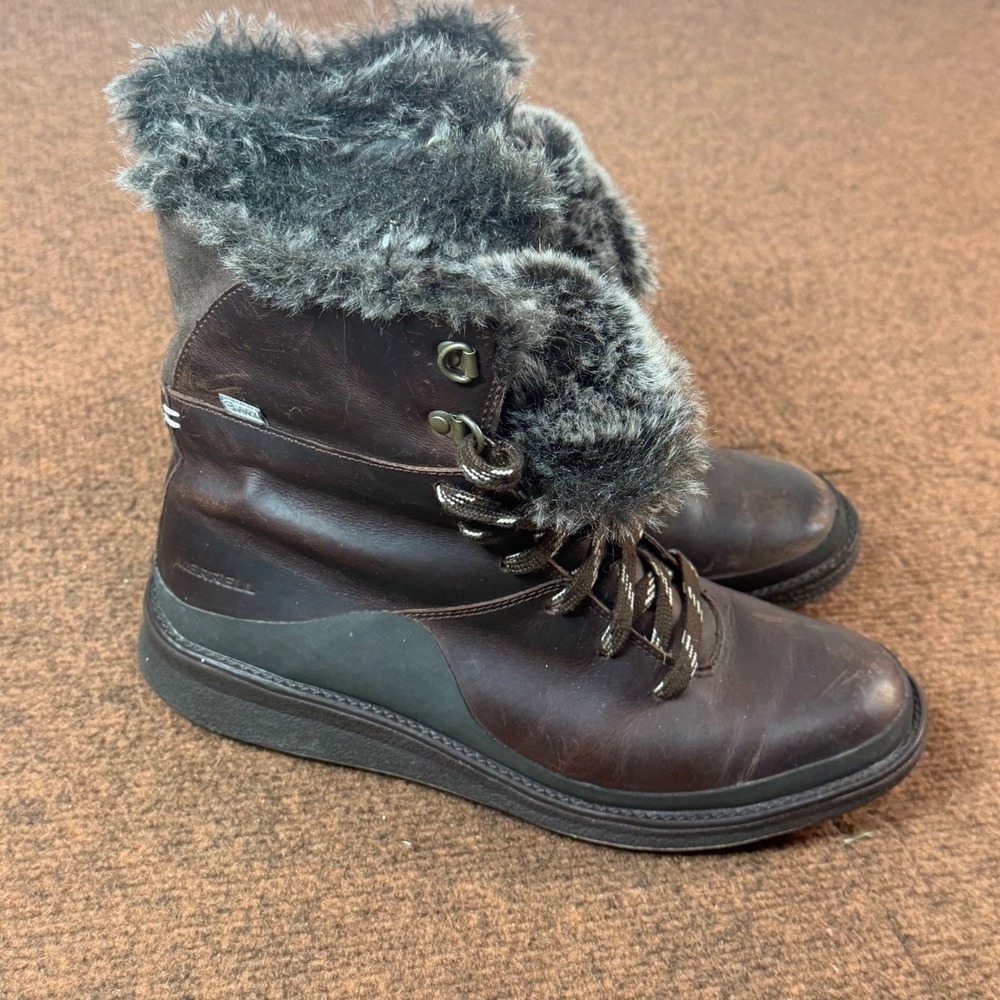 Merrell Tremblant Ezra Arctic Grip Waterproof Winter Boots Womens 7 Brown J95306